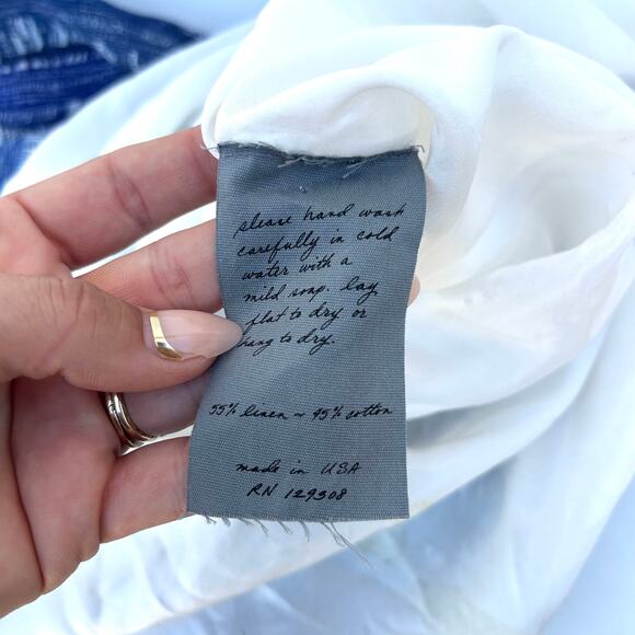 Raquel Allegra Spring 2018 Designer Blue Cotton Linen Midi Tank Dress 0 - Picture 9 of 11